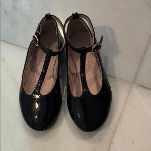 Elegant Black Patent Girls Kids T-Strap Shoes